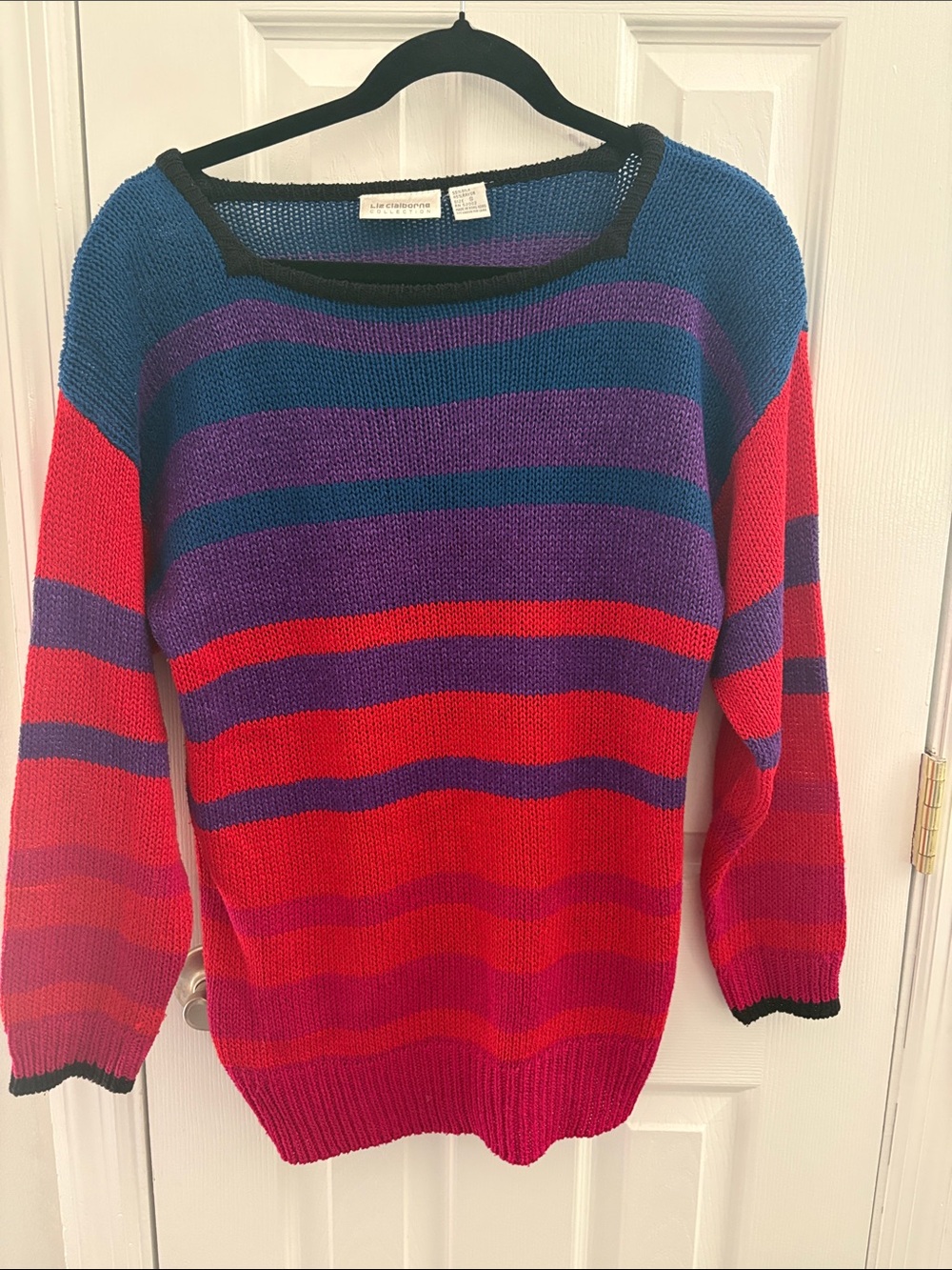 Striped Multicolor Women's Sweater - Red, Purple, Blue